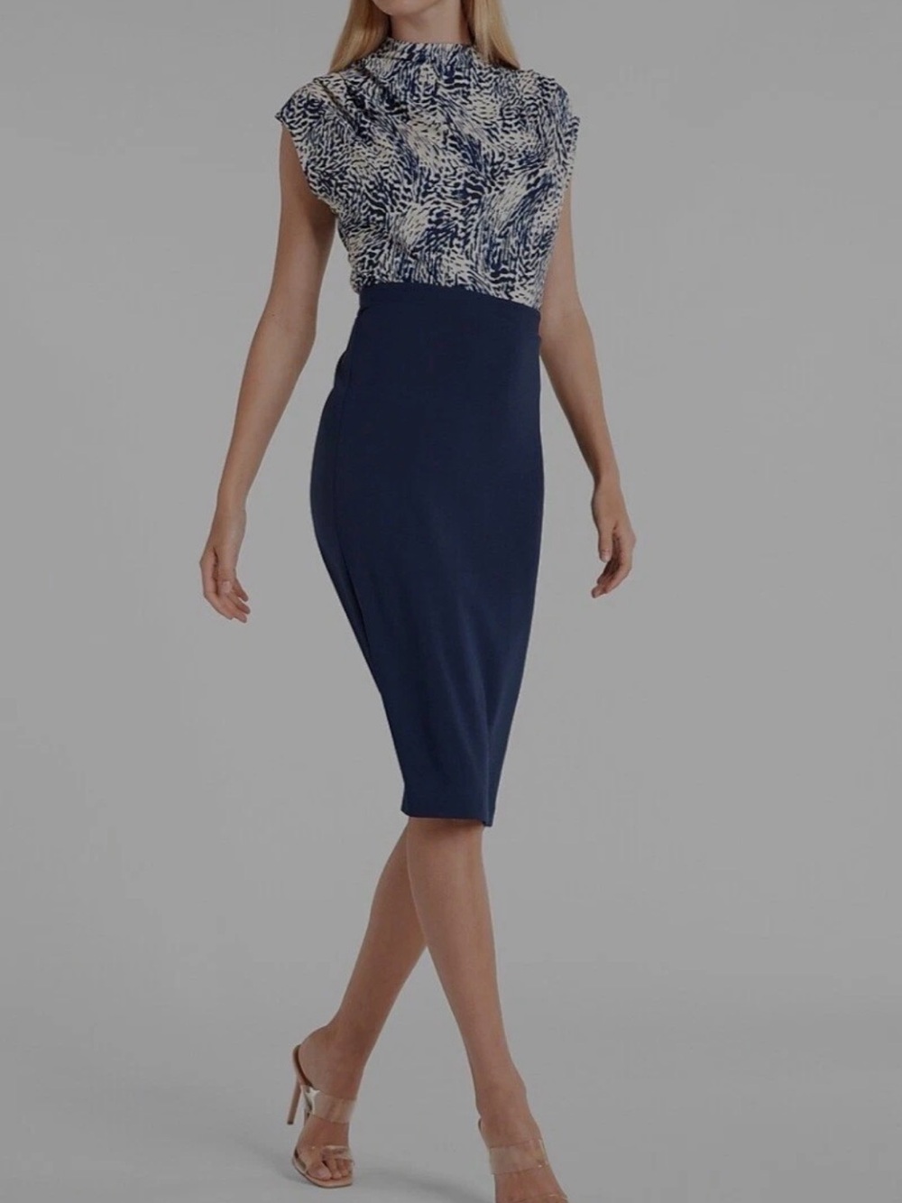 Express Draped Mock Neck Midi Sheath Dress Size L - Picture 4 of 12
